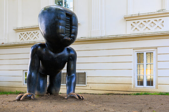 Sculpture crawling babies. Top city attractions. August 24, 2022 Prague Czech Republic.