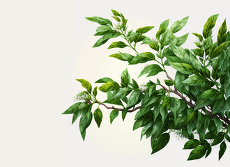 Obraz premium tree branches and leaves on isolated white background