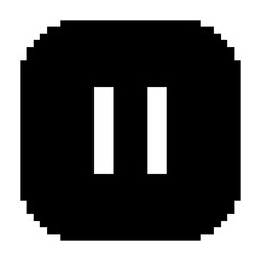 Pause button icon black-white vector pixel art icon