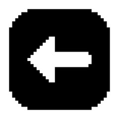 Left arrow icon black-white vector pixel art icon