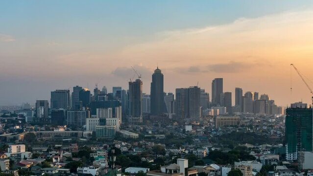 [4K UHD Time lapse video] Philippines Manila BGC Skyscrapers from Day to Night Magic hour (zoom out)