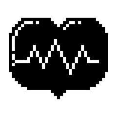 Heartbeat icon black-white vector pixel art icon