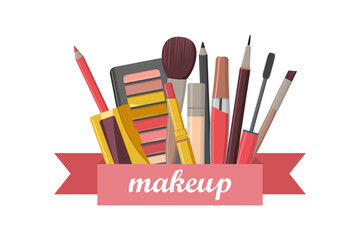 Composition set of bright decorative cosmetics