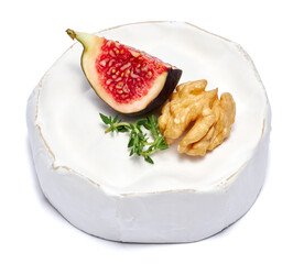 Fresh Brie or Camembert cheese Isolated on a white background