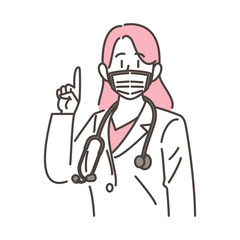 Female doctor wearing a mask to prevent infection [Vector illustration].