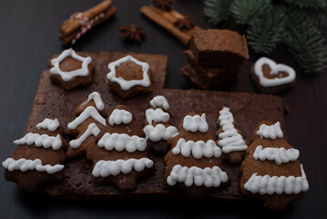 sweet home made christmas gingerbread chocolate brownies