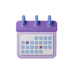 3D calendar icon PNG file. 3d calendar object isolated for graphic decorate. 3d render illustation with object clipping path.