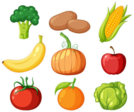 Group of fruit and vegetable