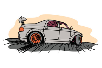 Car drifting colored sketch. Hand drawn vector illustration. © Алексей Панков