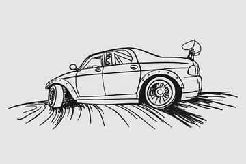 Car drifting hand drawn sketch. Flat simple vector illustration. © Алексей Панков