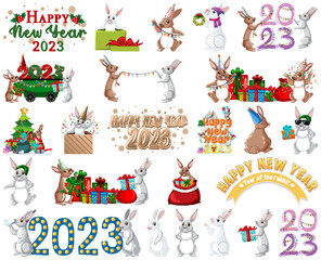 Set of 2023 new year element icon