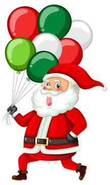Santa Claus holding balloons