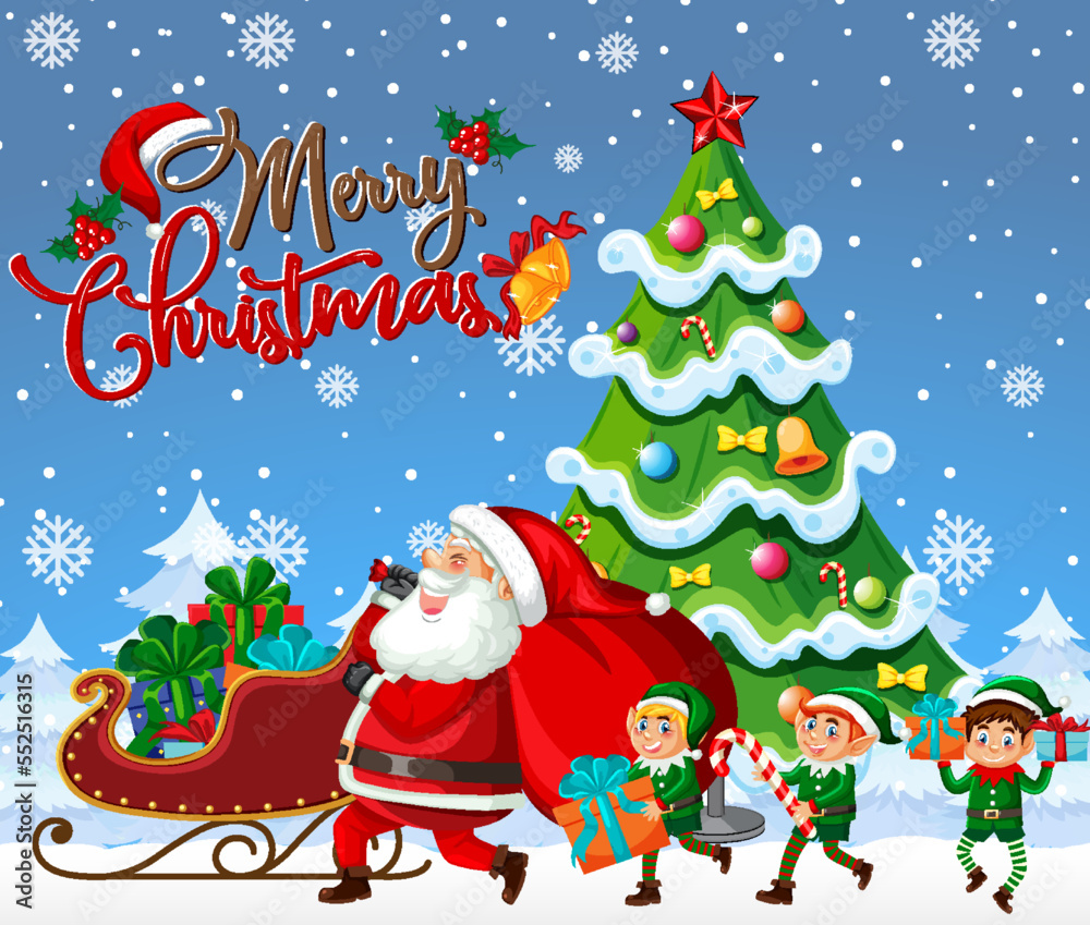 Wall mural Merry Christmas poster design