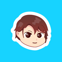 Cute illustration chibi anime cartoon boy happy smile face web sticker icon mascot logo twitch emote