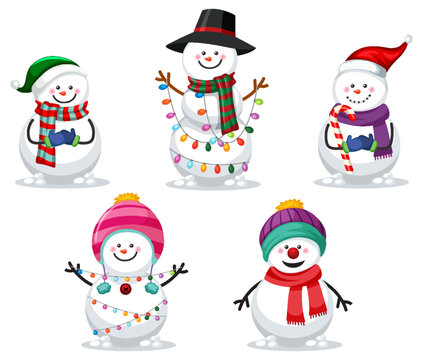 Christmas snowman cartoon character set