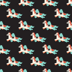Happy Jumping Fairy Unicorn Vector Graphic Seamless Pattern