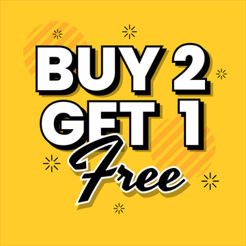 Buy two get one free shopping offers banner design vector