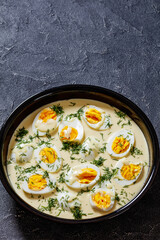 Senfeier, hard boiled eggs in creamy mustard sauce