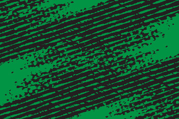 Green and black diagonal stripe line texture with distressed grunge detailed background
