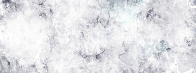 Gray, white watercolor textured on white paper background. Gray watercolor painting textured design on white background. Silver ink and watercolor textures, background, banner, wallpaper, poster, temp