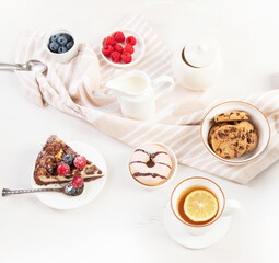 Obraz na płótnie Canvas Afternoon tea stand with sweet treats.