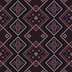 Black red geometric traditional ethnic pattern Ikat seamless pattern abstract design for fabric print cloth dress carpet curtains and sarong Aztec African Indian Indonesian 