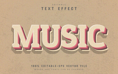 Music 3d retro vintage style text effect