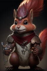 Fototapeta na wymiar Cartoon character design red squirrel.