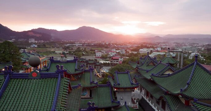 BaoHu Dimu Temple at Puli of Nantou of Taiwan at sunset