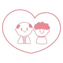 Obraz premium シンプルでかわいい ハートとカップル・夫婦のイラスト素材