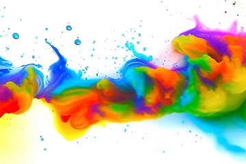 Clouds of bright colorful ink mixing in water