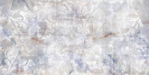 Aged marble texture with ornament pattern, Vintage background