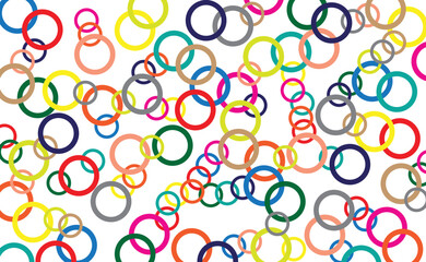 multicolored circles superimposed on a white background