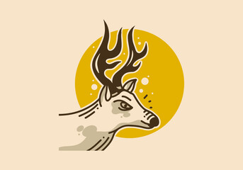 Illustration design of deer with pointed antlers