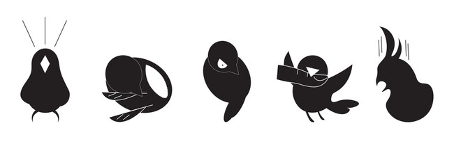 Icon set of bird body language 