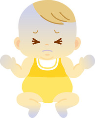 ベビー服を着た顔面と手足の青いチアノーゼ症状の赤ちゃん＿ベビー全身イラスト17(透過背景)
