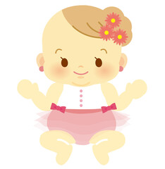 ハロウィンコスプレの赤ちゃん　ドレス　正面　ベビー全身イラスト48(透過背景)
