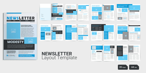 Newsletter Design Template Magazine Design Magazine Newsletter Magazine Layout Design - obrazy, fototapety, plakaty