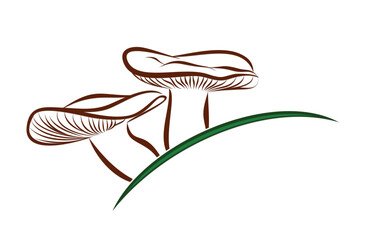 The forest mushrooms symbol with grass. 