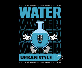 Futuristic illustration cartoon character of water Graphic Design for T shirt Street Wear and Urban Style