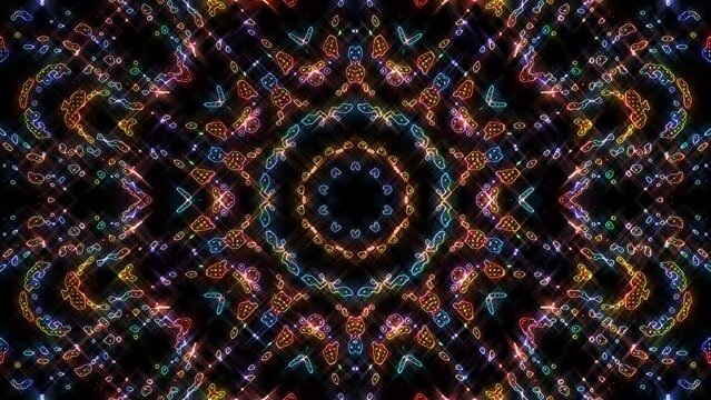 Abstract Kaleidoscope pattern with full colors. Magic mandala. 4k	
