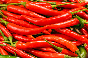 Close up, Red and green Pepper, Hot Red and Green chiiiies.