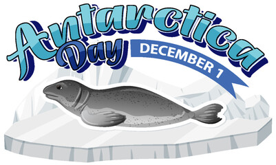 Antarctica day text with dugong