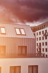 European contemporary flat house exterior.