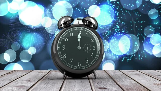 Alarm clock counting down to midnight for new year