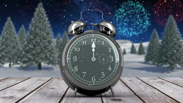 Alarm clock counting down to midnight for new year 