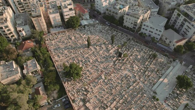 pull back reveal shot of Joseph Trumpeldor Cemetery in tel aviv #003