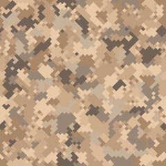 Military camouflage seamless pattern. Urban and desert digital pixel style.