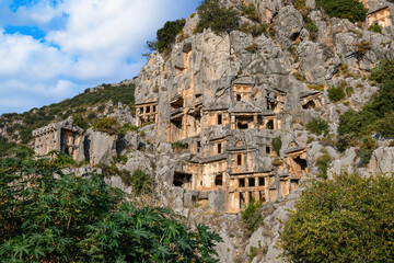 Ruins of the ancient city of Myra in Demre, Turkey. Ancient tombs and amphitheater.	
