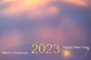 2023 Background Merry Christmas and Happy New Year,Blur Sunset Free Space for add Company,Card Poster Party Celebration Concept,Smooth Light,Template Mock up Party Festive Greeting.